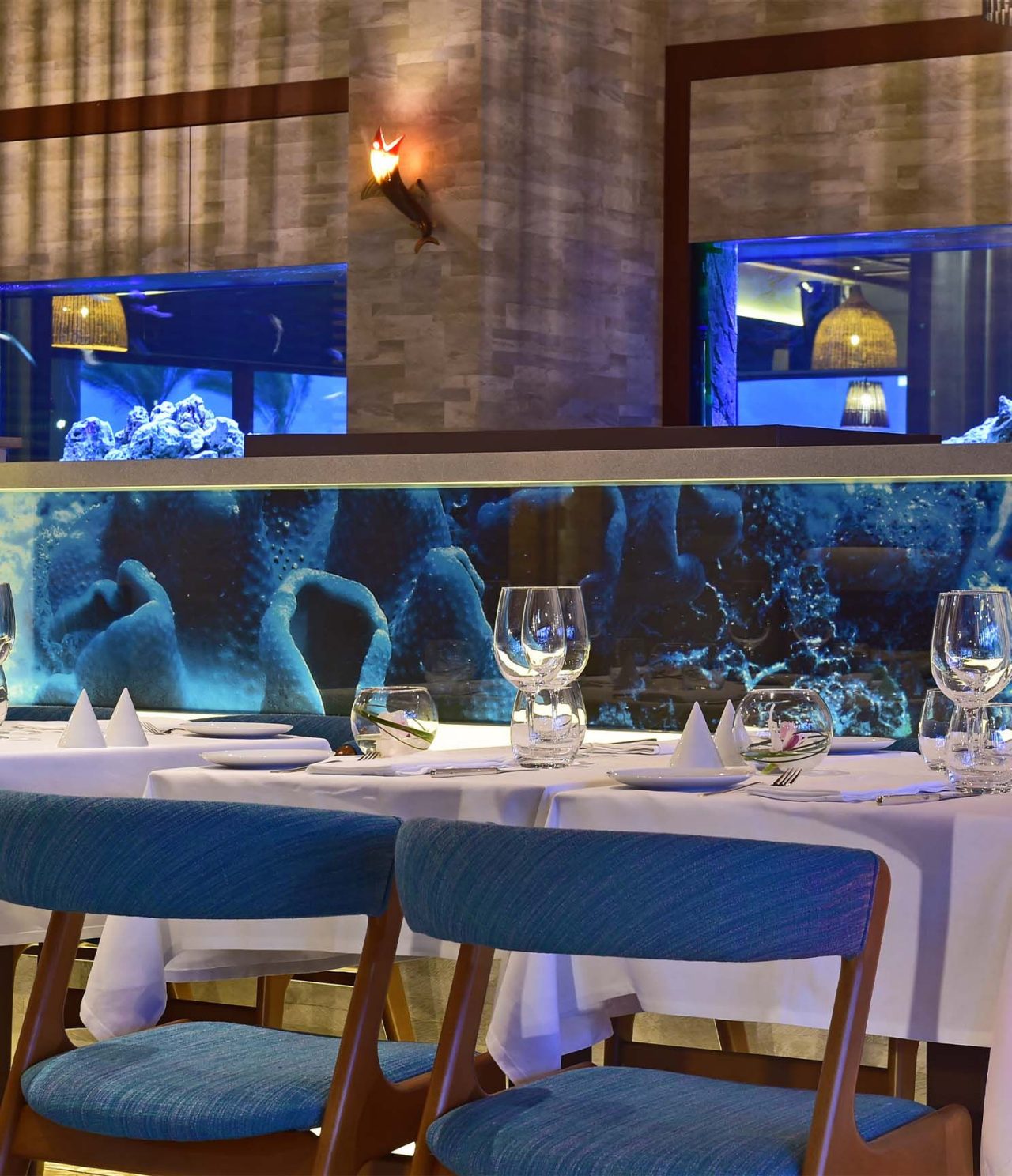 El restaurante Sul, del Hotel 5 Estrellas en el Algarve, cuenta con un gran acuario con peces y mariscos para preparar platos