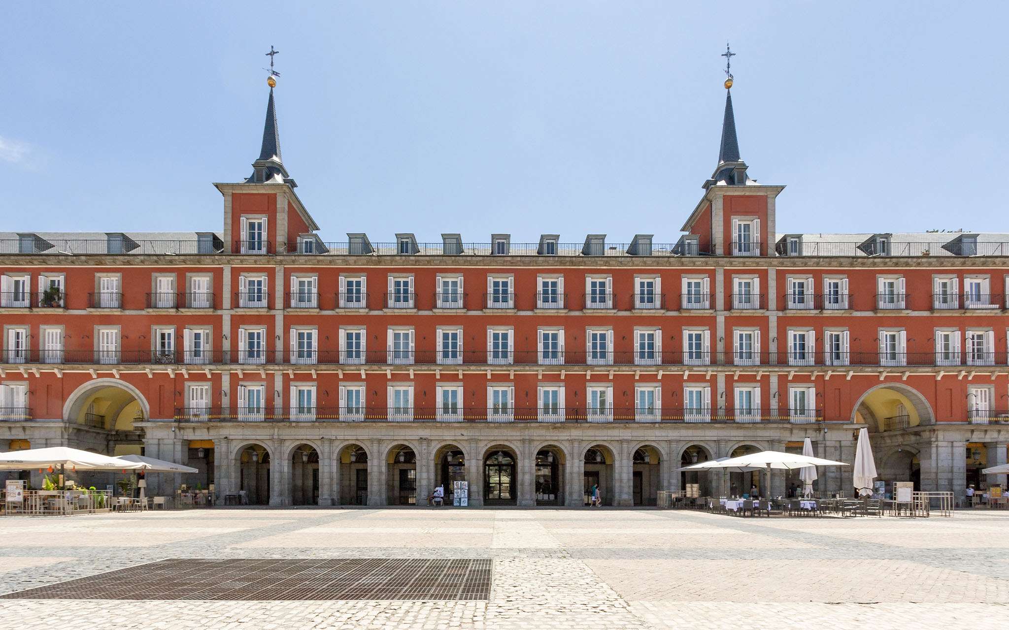 Building of Pestana Plaza Mayor Madrid, a hotel in the Historic Center of Madrid, located in Plaza Mayor