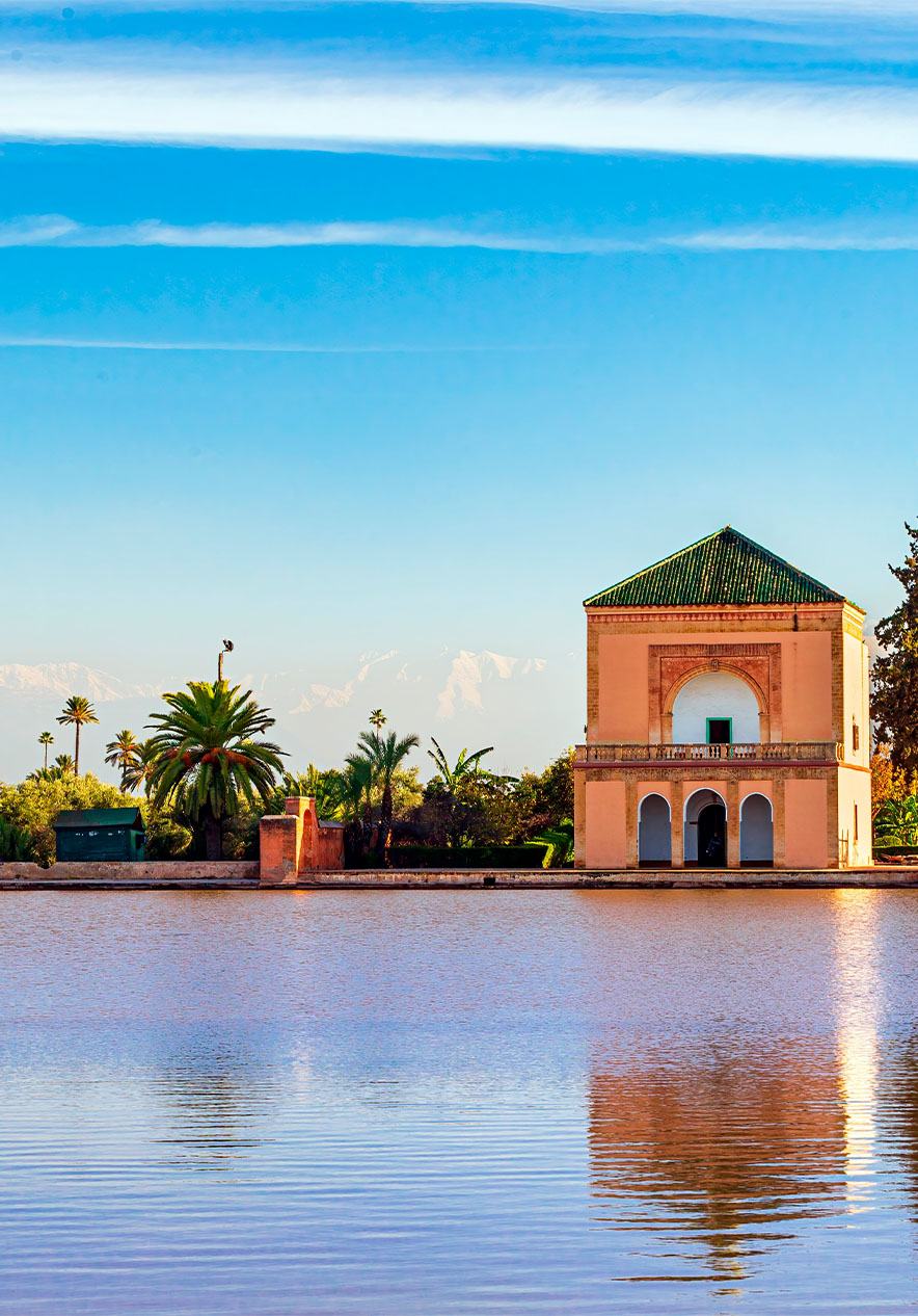 Menara Gardens are an oasis of tranquility with a large central lake surrounded by centuries-old olive trees